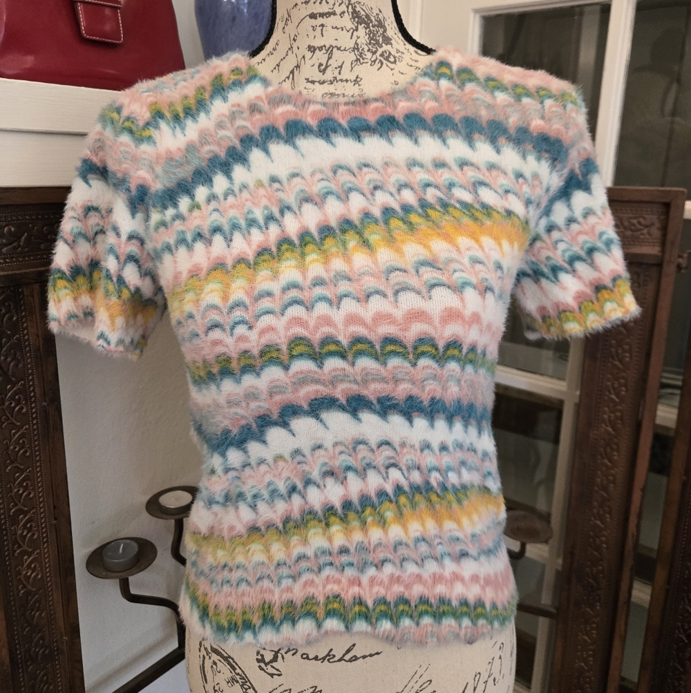Anthropologie Fuzzy Cropped Sweater, Sz SP (Damaged)